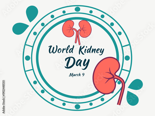 World Kidney Day awareness campaign logo with kidneys and date March 9