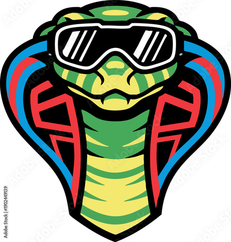 Cool Cobra Mascot Wearing Modern Goggles Illustration