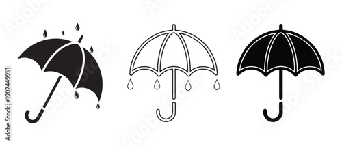 Three distinct umbrellas showcasing different designs and patterns.