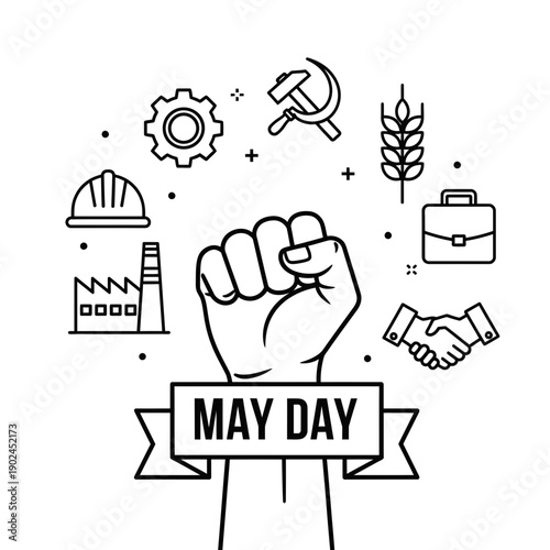 Labor Workers Solidarity Illustration outline