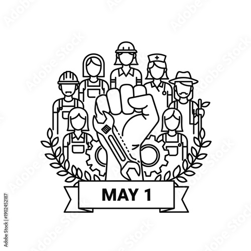 Labor Workers Solidarity Illustration outline
