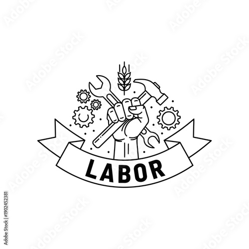 Labor Workers Solidarity Illustration outline