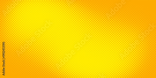 Dots halftone yellow orange color pattern gradient texture with technology digital background. Dots pop art comics with summer background.