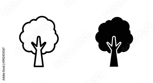 Tree icon - outline and solid fill comparison