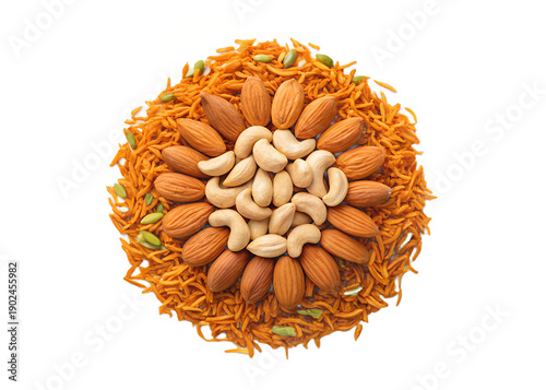 Nutty Bloom: An appetizing arrangement of almonds, cashews, and savory snack, arranged artfully to evoke a bloom, a delicious visual feast.