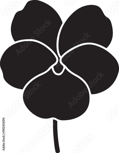 Fourleaf clover icon in simple flat design isolated on transparent background