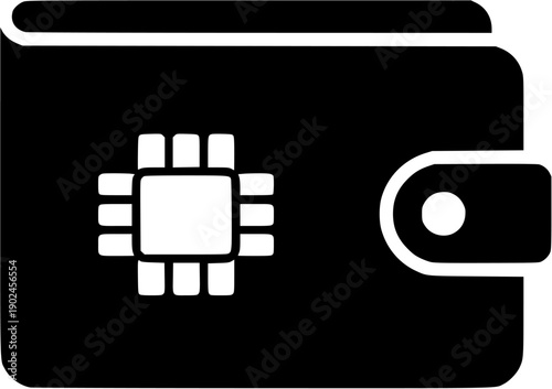 Cryptocurrency Hardware Wallet Icon with Digital Microchip Technology Symbol