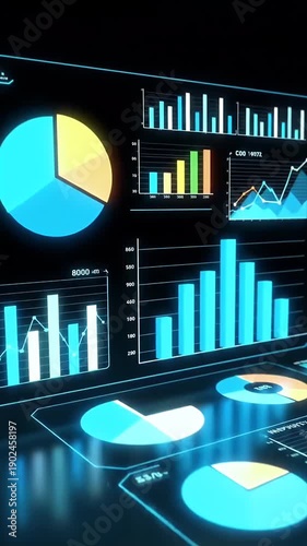 Wallpaper Mural Digital Analytics Dashboard Displaying Financial Charts and Graphs in Motion Torontodigital.ca