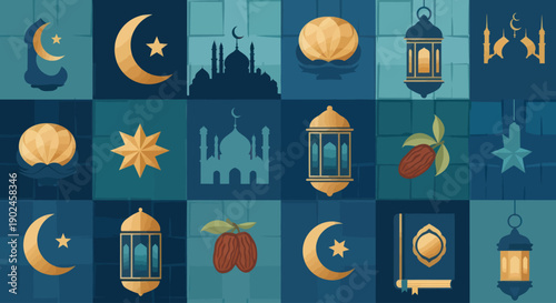 Collection of Islamic Symbols for Ramadan and Eid Celebrations