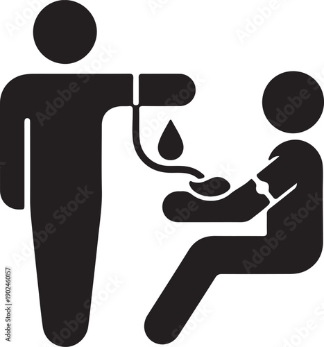 A medical professional taking a blood sample from a seated patient.