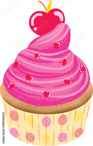 Pink Cupcake with Heart