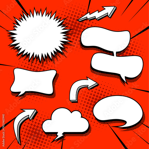 Wallpaper Mural Red Pop Art Comic Speech Bubbles Explosion Background Torontodigital.ca