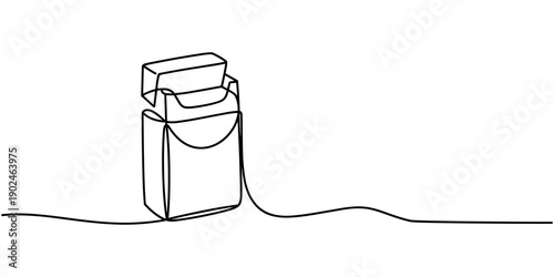 cigarette pack icon continuous one line drawing, continuous line vector illustration of a pack of filter cigarettes,A carton of cigarettes with a warning label, Cigarettes pro concept.