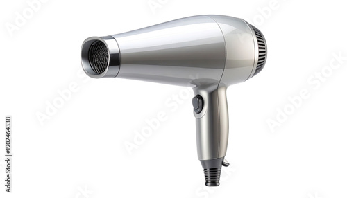 Wallpaper Mural Modern silver hairdryer, a professional salon and home styling tool. This hair care appliance for drying and styling hair is shown isolated with a transparent background for easy use. Torontodigital.ca