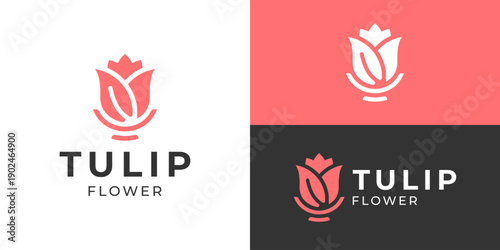 Creative simple tulip flower logo template. Beauty flower logo design vector illustration.
