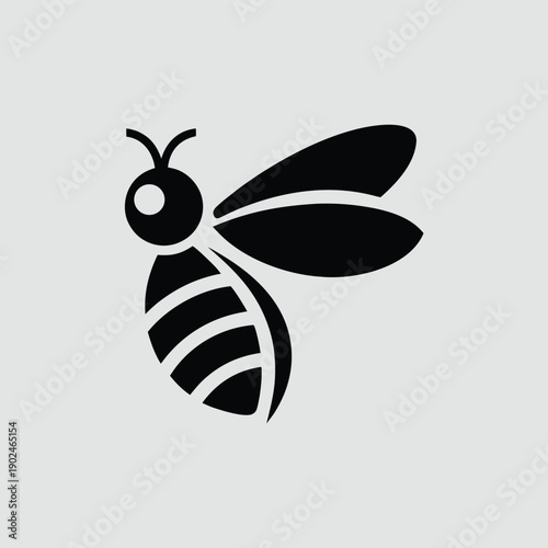 Minimalist abstract black bee insect flying icon logo vector illustration