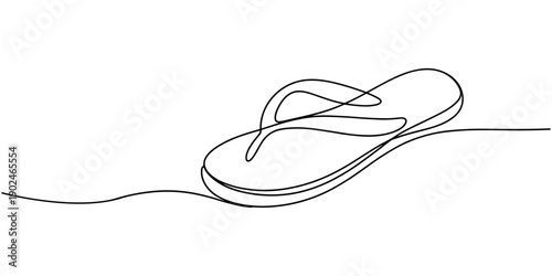 Flip flops continuous one line drawing. one line Icon drawing, Flip flops continuous one line drawing, single line art element, minimalist sketch line vector illustration, summer travel holiday
