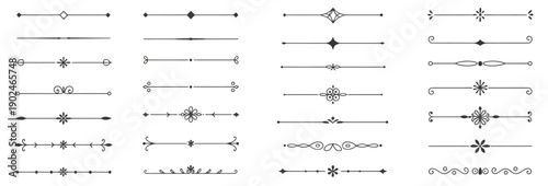 decorative dividers, elegant line art, ornamental borders, vintage separators, floral accents, whimsical designs, creative embellishments, black vector patterns.
