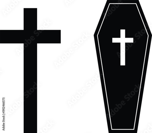 religious funeral cross coffin christian faith death memorial grave church symbol mourning silhouette