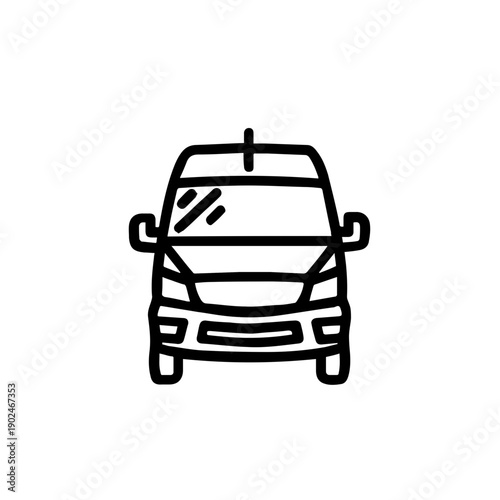 Modern Car Line Icon - Minimalist Vehicle Vector Illustration