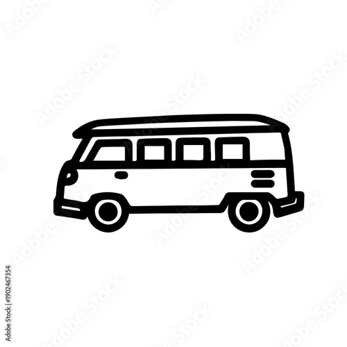 Modern Car Line Icon - Minimalist Vehicle Vector Illustration