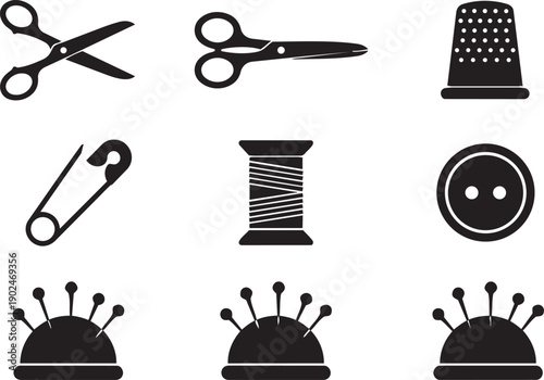 Sewing Machine and Mannequin Silhouette Set