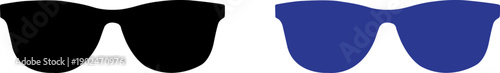 Stylish Sunglasses Silhouette Icons in Black and Royal Blue