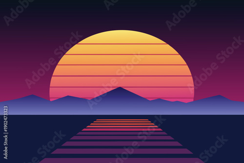 Sunset sky over the sea with observatory dome and city architecture in warm summer colors