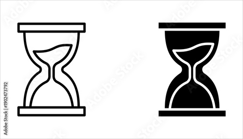 anti-aging hourglass line icon set, flat design vector illustration on white background.