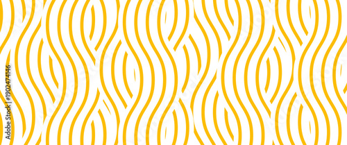Yellow instant noodle, pasta and spaghetti texture with geometric wavy lines. Ramen, pasta vector pattern. Background abstract food illustrationmodern eps10