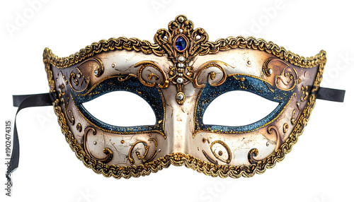 Carnival mask isolated on transparent background, high-quality PNG with ornate design and vibrant colors, perfect for masquerade, festival, party, and decorative visuals.