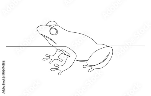 Frog symbol illustration of world animal day continuous one line art vector. 