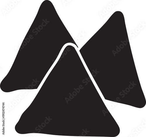 Samosa Snack Silhouette Icon Isolated on White Background – Traditional Indian Street Food Illustration