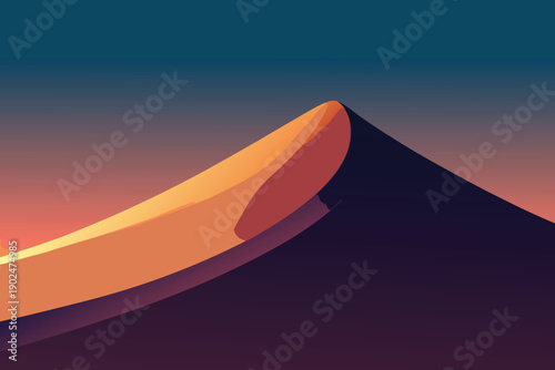 Abstract orange desert sunset with Egyptian pyramids vector illustration