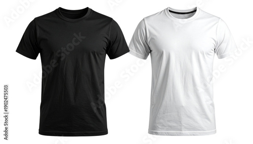 White and black shirts isolated on transparent background, high-quality PNG showing classic apparel colors, perfect for fashion mockups, clothing design, and retail visuals.