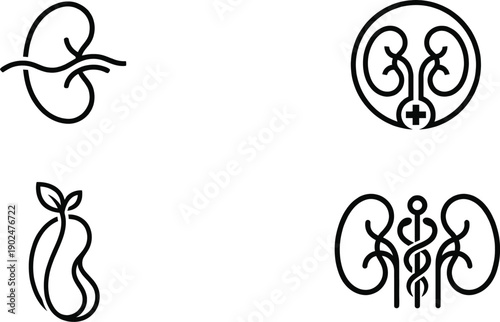 Kidney medical logo design with minimalist line art vector