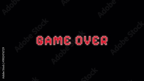 Wallpaper Mural Looped GAME OVER animation with glitch effect isolated on black background. Glitch GAME OVER video game screen. 4k animation. Alpha channel. Torontodigital.ca