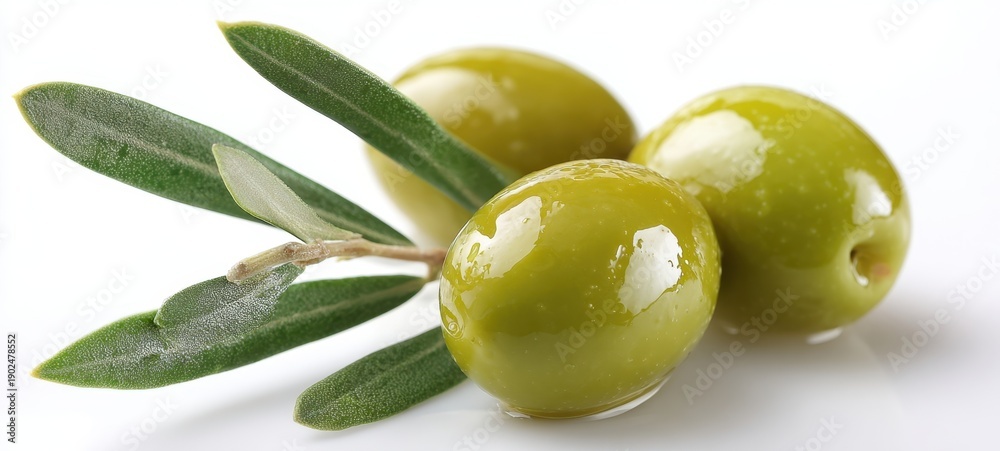 custom made wallpaper toronto digitalThe Olives with Olive Leaves on White Background for Culinary Still Life