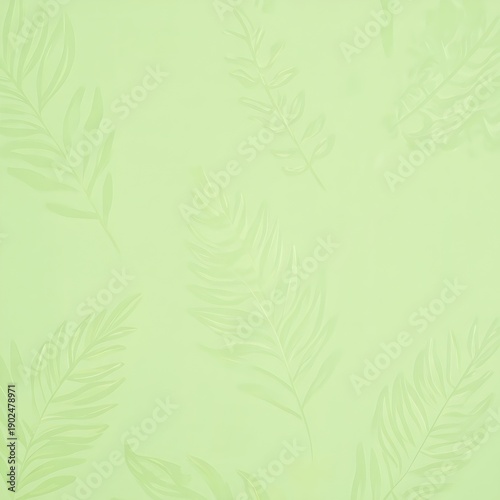 Minimal Green Botanical Abstract Background with Soft Leaf Shapes