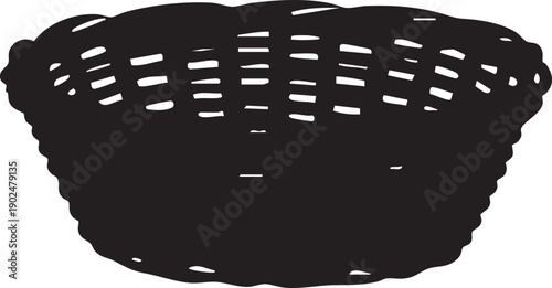 Woven Basket Silhouette Icon Black