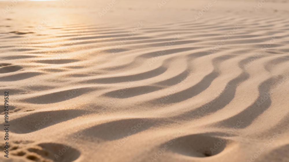 Fototapeta premium Top down view of minimalist beige sand texture with natural wind ripples zen background