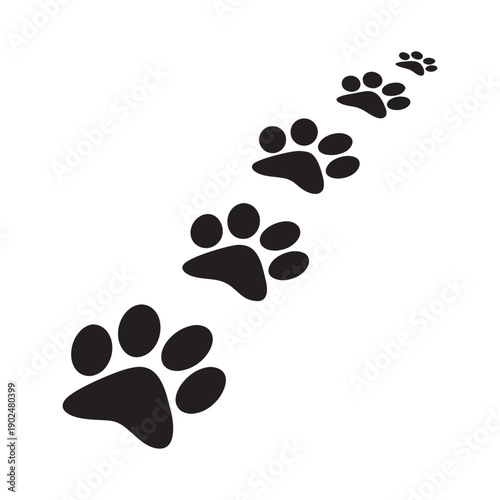 Animal Paw Prints Trail Silhouette Vector