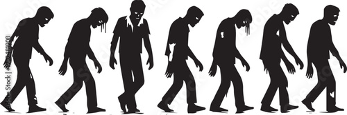 create kinds of Walking zombie block silhouette. Walking dead illustration for Halloween