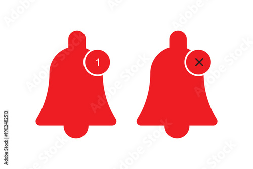 Notification bell icon set. Incoming inbox message. Ringing bell, reminder or subscriber sign for apps, smartphone, alarm alert.