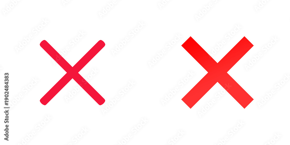 Fototapeta premium Two red x marks in a row on a transparent background