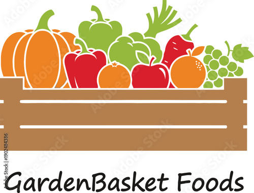 A Wholesome Minimalist Graphic Illustration of Fresh Garden Produce Vector Illustration