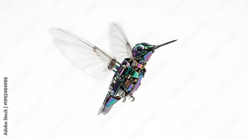 Fototapeta premium A blurry image of a colorful hummingbird in mid flight with outstretched wings and long beak