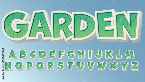 green wooden patter style cartoon isolated font