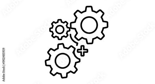 Modern gear icons for business integration and technology