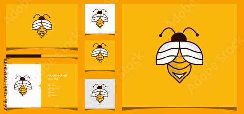 Bee Logo Design Variations on Yellow.